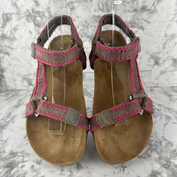 Laidback London Kemle Sandal Pink Embroidered Taupe Leather Sport Strap Boho - Picture 3 of 7